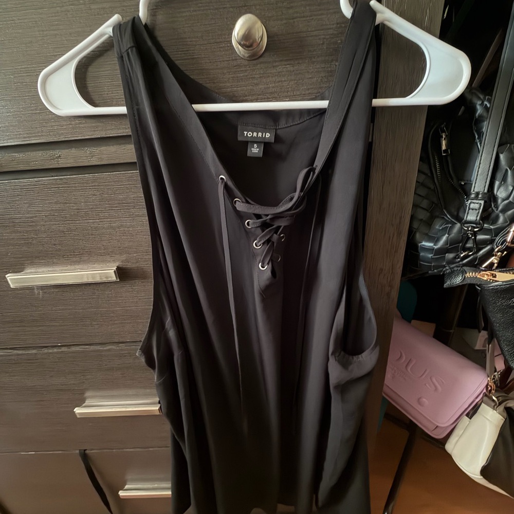 Torrid Black Lace-Up Tank Top